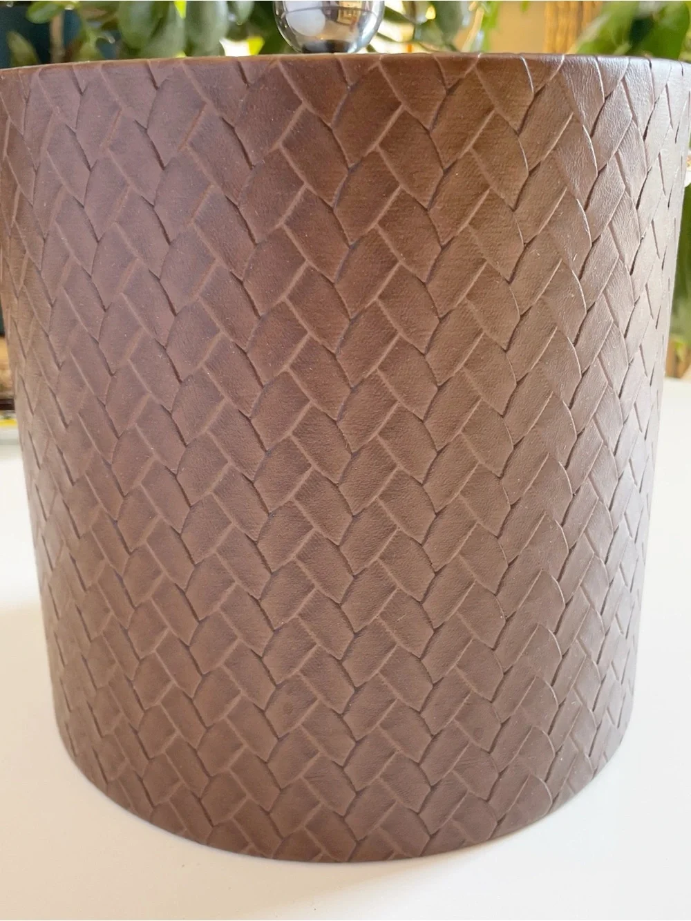 Vintage MCM Kraftsware Brown Braided Leather Ice Bucket | Made in USA